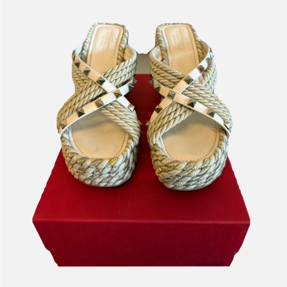 Valentino Garavani Gold Espadrille Sandals